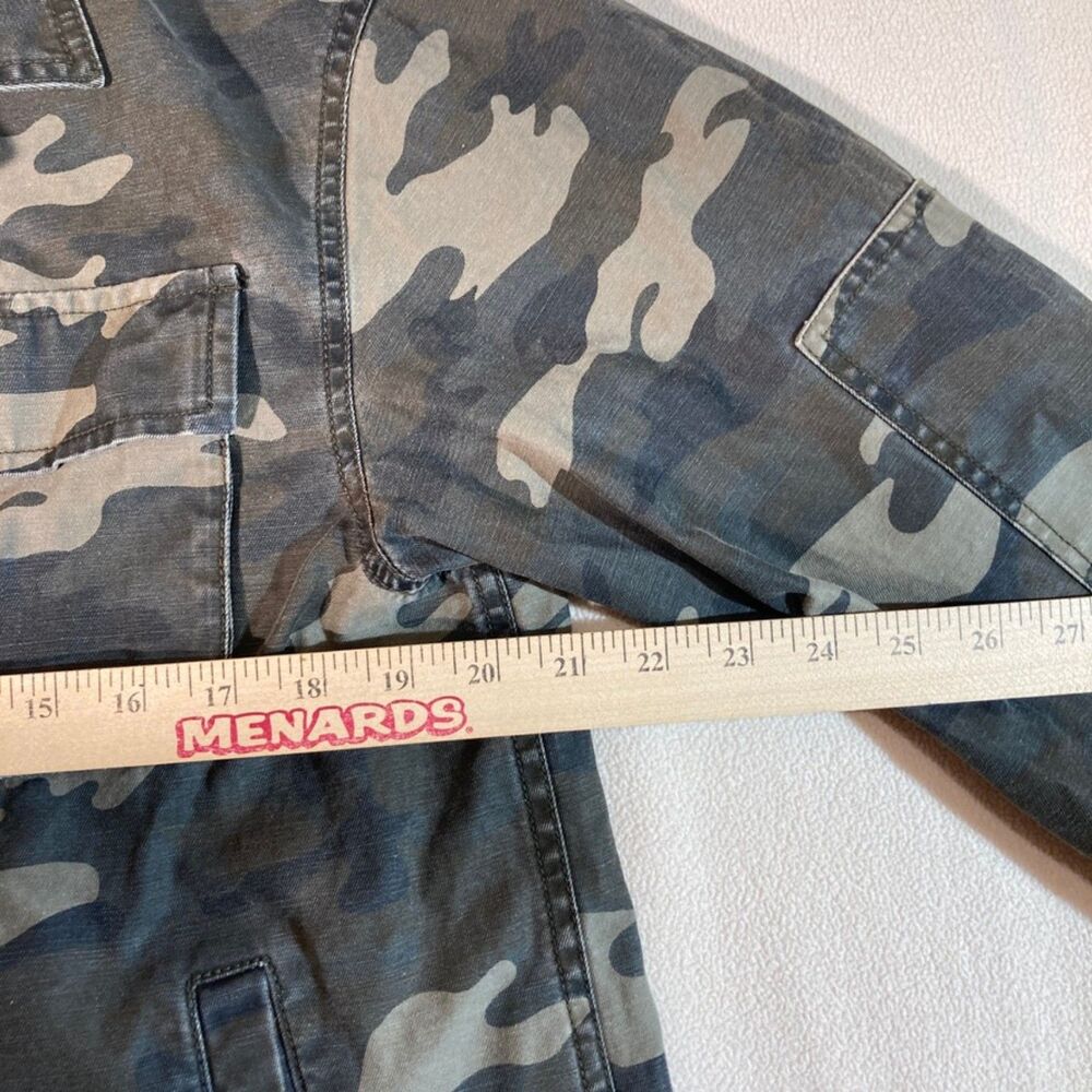 Levis Jacket Med Camo Military Style Y2K Vintage 90's Cotton Raw Front Hem Denim - Picture 5 of 13